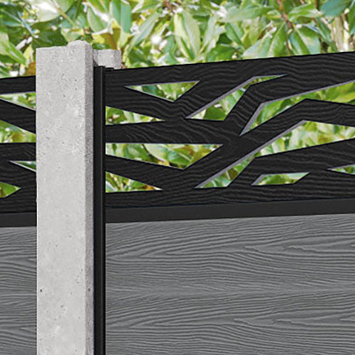 Classic Zenith Fence Panel - Mid Grey - for existing concrete posts