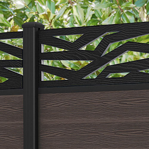 Classic Zenith Fence Panel - Mid Brown - with our aluminium posts