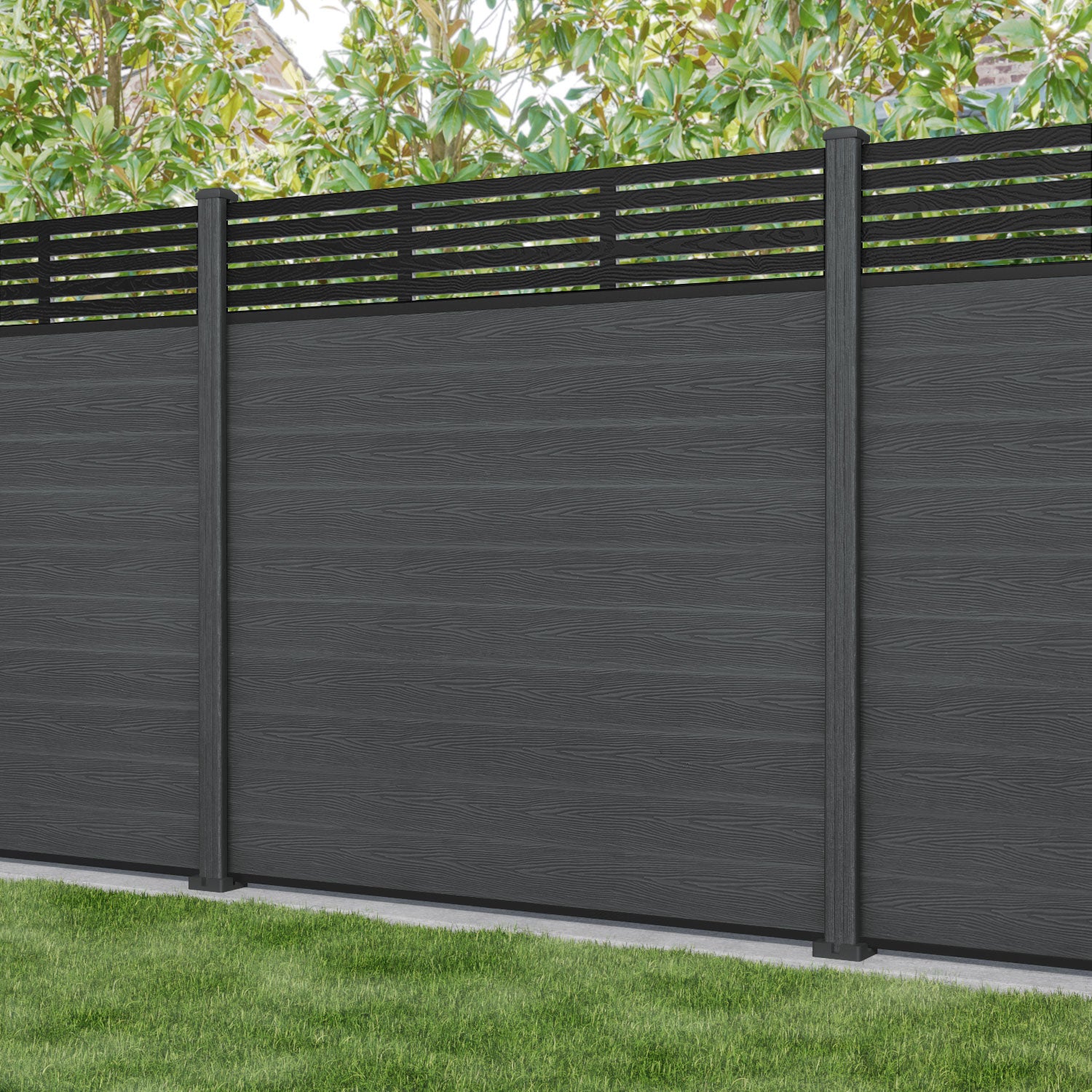 Classic Aspen Fence Panel - Dark Grey - with our composite posts