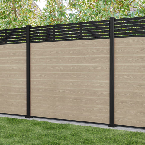 Classic Aspen Fence Panel - Light Oak - with our aluminium posts