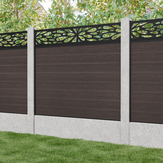 Classic Blossom Fence Panel - Mid Brown - for existing concrete posts