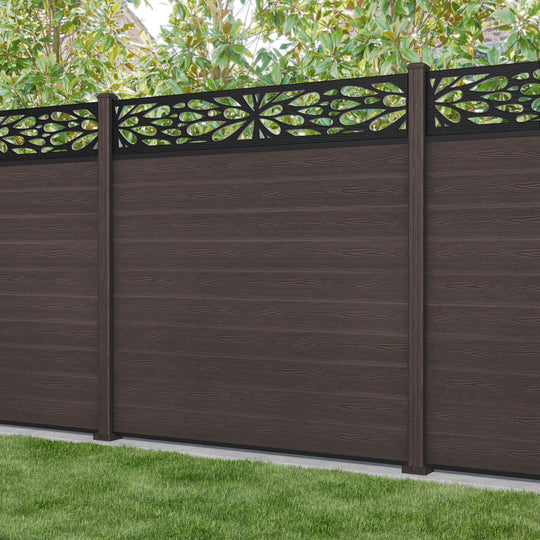 Classic Blossom Fence Panel - Mid Brown - with our composite posts