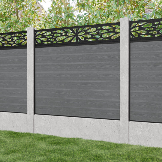 Classic Blossom Fence Panel - Mid Grey - for existing concrete posts