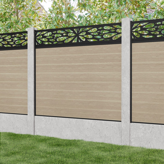 Classic Blossom Fence Panel - Light Oak - for existing concrete posts
