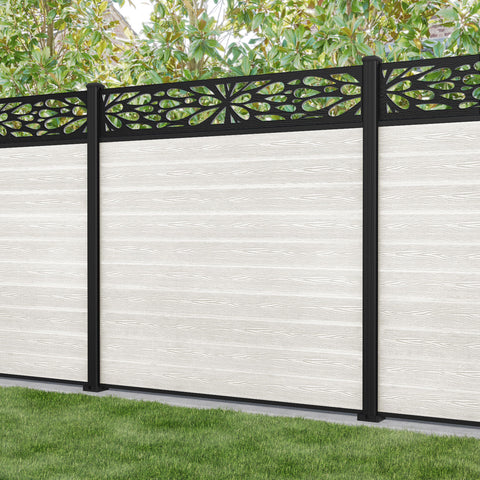 Classic Blossom Fence Panel - Light Stone - with our aluminium posts