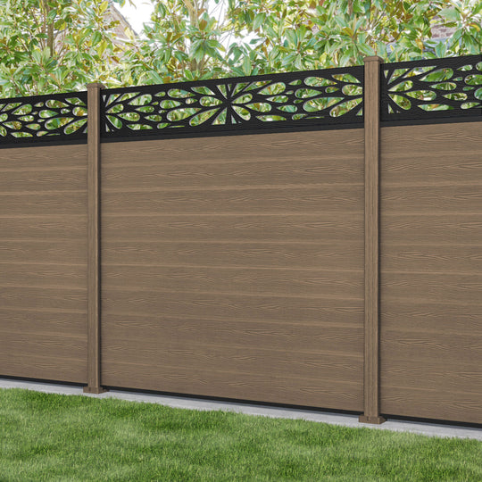 Classic Blossom Fence Panel - Teak - with our composite posts