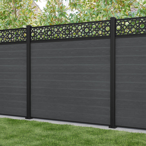 Classic Ambar Fence Panel - Dark Grey - with our aluminium posts