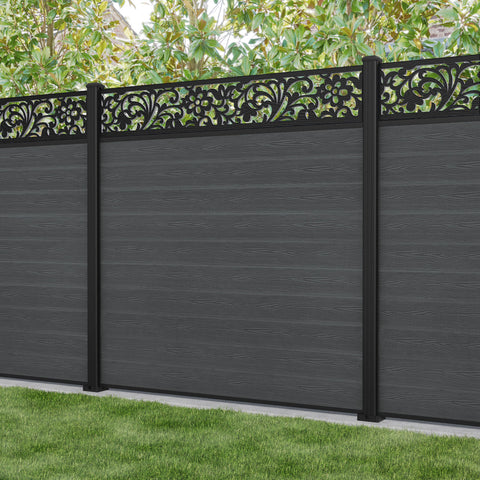 Classic Eden Fence Panel - Dark Grey - with our aluminium posts