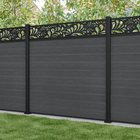 Classic Petal Fence Panel - Dark Grey - with our aluminium posts