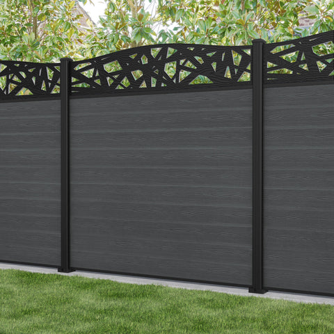 Classic Prism Curved Top Fence Panel - Dark Grey - with our aluminium posts