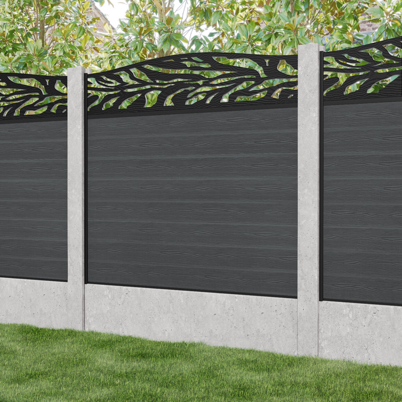 Classic Malawi Curved Top Fence Panel - Dark Grey - for existing concrete posts