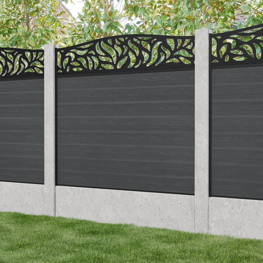Classic Plume Curved Top Fence Panel - Dark Grey - for existing concrete posts