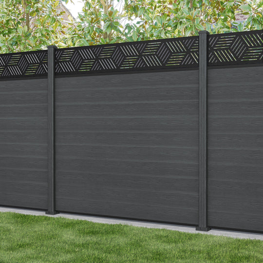 Classic Cubed Fence Panel - Dark Grey - with our composite posts