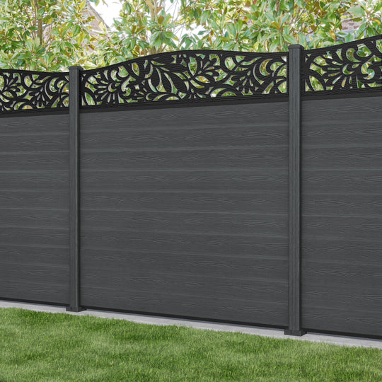 Classic Heritage Curved Top Fence Panel - Dark Grey - with our composite posts