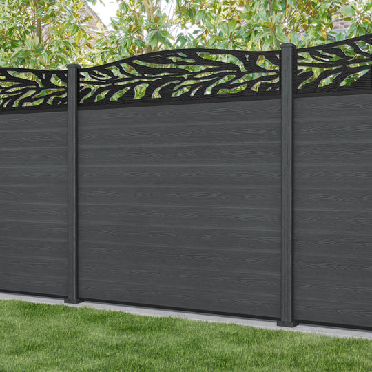 Classic Malawi Curved Top Fence Panel - Dark Grey - with our composite posts