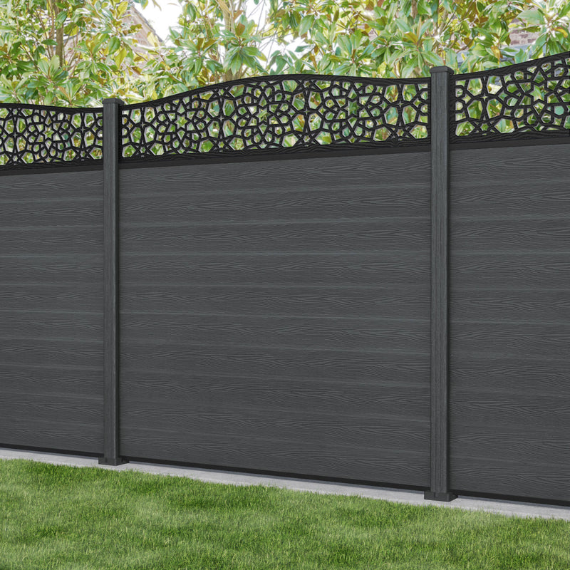 Classic Nazira Curved Top Fence Panel - Dark Grey - with our composite posts
