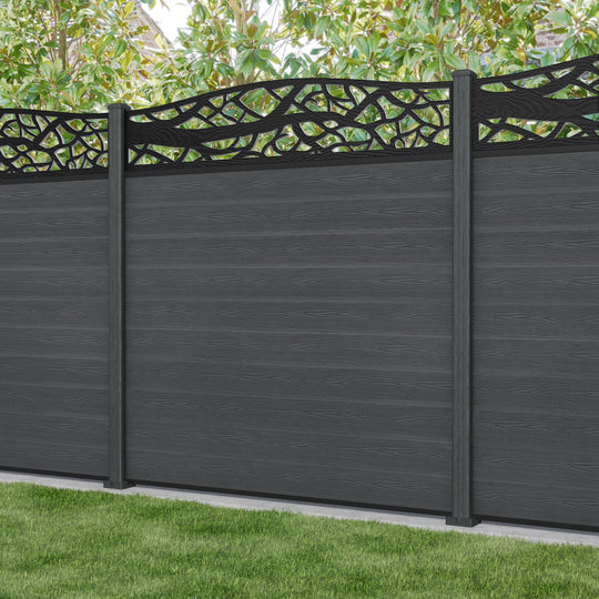 Classic Twilight Curved Top Fence Panel - Dark Grey - with our composite posts
