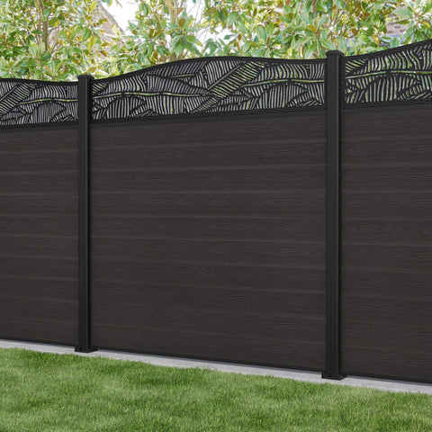 Classic Feather Curved Top Fence Panel - Dark Oak - with our aluminium posts
