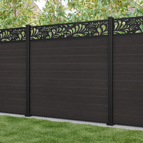 Classic Petal Fence Panel - Dark Oak - with our aluminium posts