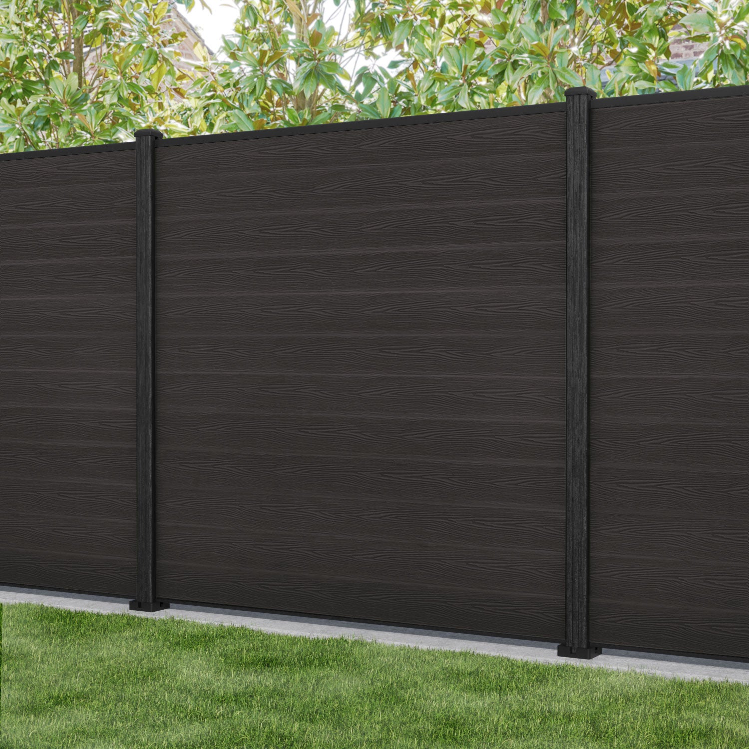 Classic Fence Panel - Dark Oak - with our composite posts