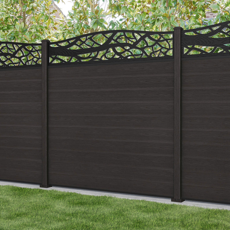 Classic Twilight Curved Top Fence Panel - Dark Oak - with our composite posts