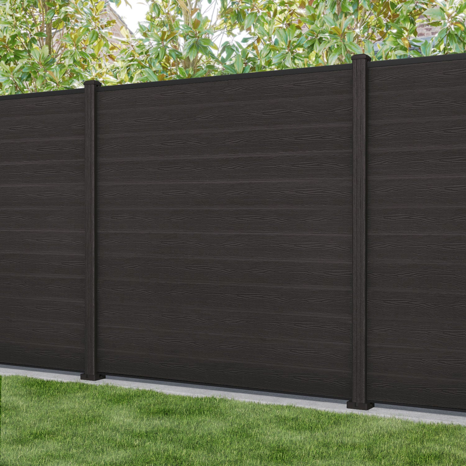 Classic Fence Panel - Dark Oak - with our composite posts