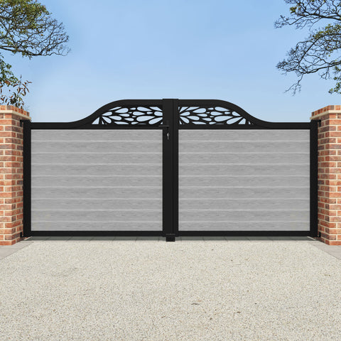 Classic Blossom Curved Top Driveway Gate - Light Grey - Top Screen