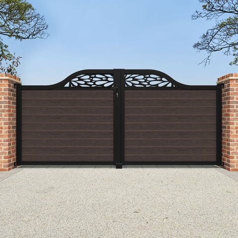 Classic Blossom Curved Top Driveway Gate - Mid Brown - Top Screen