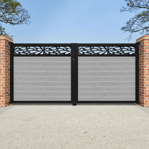 Classic Blossom Straight Top Driveway Gate - Light Grey - Top Screen