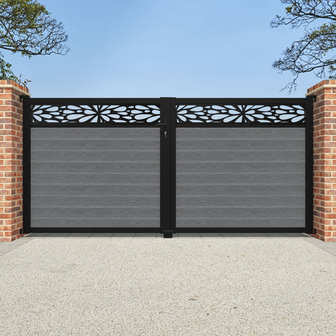 Classic Blossom Straight Top Driveway Gate - Mid Grey - Top Screen