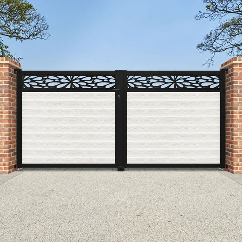 Classic Blossom Straight Top Driveway Gate - Light Stone - Top Screen
