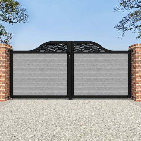 Classic Cubed Curved Top Driveway Gate - Light Grey - Top Screen