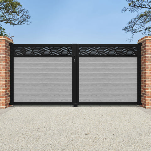 Classic Cubed Straight Top Driveway Gate - Light Grey - Top Screen