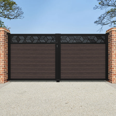 Classic Cubed Straight Top Driveway Gate - Mid Brown - Top Screen