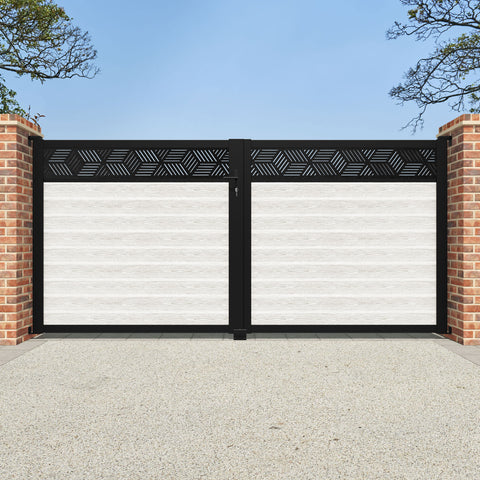 Classic Cubed Straight Top Driveway Gate - Light Stone - Top Screen