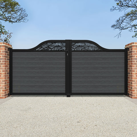 Classic Feather Curved Top Driveway Gate - Dark Grey - Top Screen