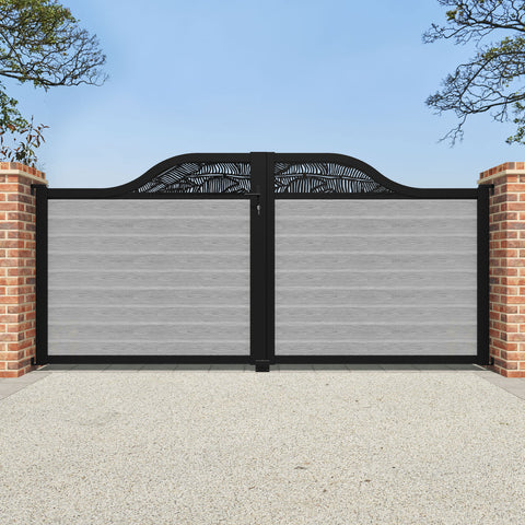 Classic Feather Curved Top Driveway Gate - Light Grey - Top Screen