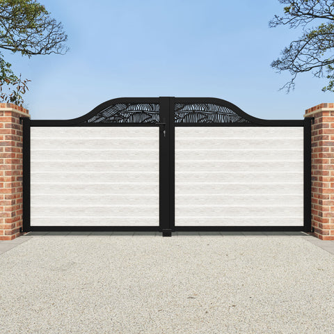 Classic Feather Curved Top Driveway Gate - Light Stone - Top Screen