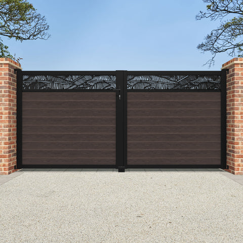 Classic Feather Straight Top Driveway Gate - Mid Brown - Top Screen