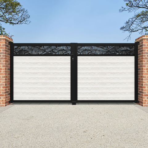 Classic Feather Straight Top Driveway Gate - Light Stone - Top Screen