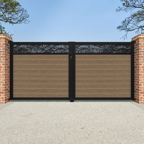 Classic Feather Straight Top Driveway Gate - Teak - Top Screen