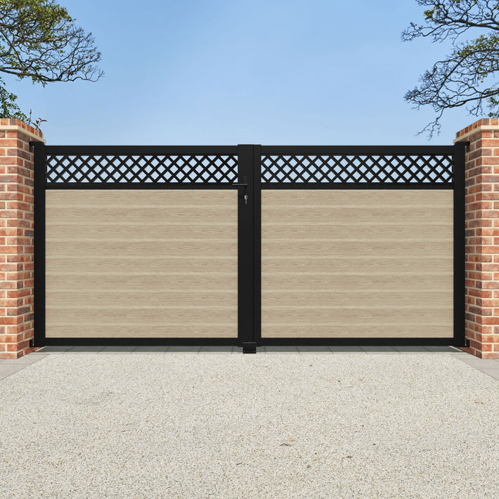 Classic Hive Straight Top Driveway Gate - Light Oak - Top Screen