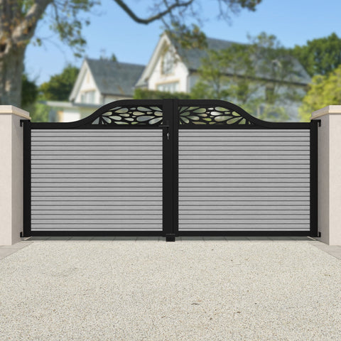 Hudson Blossom Curved Top Driveway Gate - Light Grey - Top Screen