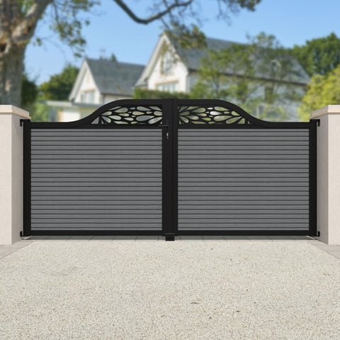 Hudson Blossom Curved Top Driveway Gate - Mid Grey - Top Screen