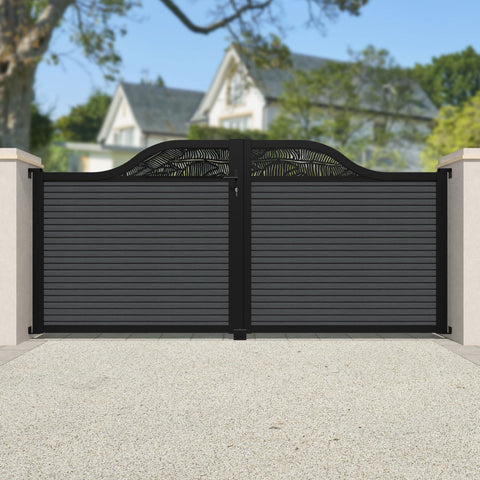 Hudson Feather Curved Top Driveway Gate - Dark Grey - Top Screen
