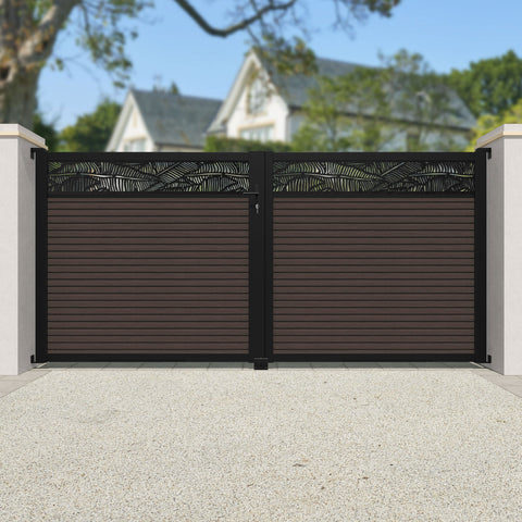 Hudson Feather Straight Top Driveway Gate - Mid Brown - Top Screen