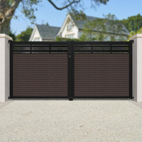 Hudson Linea Straight Top Driveway Gate - Mid Brown - Top Screen