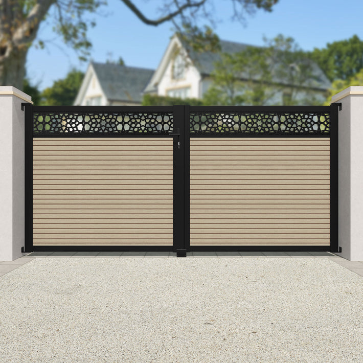 Hudson Nazira Straight Top Driveway Gate - Light Oak- Top Screen