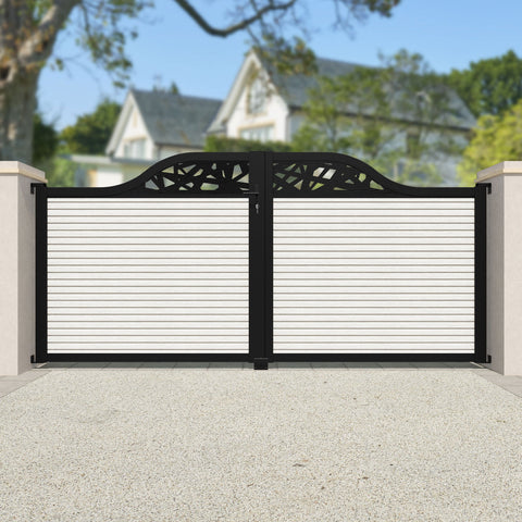 Hudson Prism Curved Top Driveway Gate - Light Stone - Top Screen