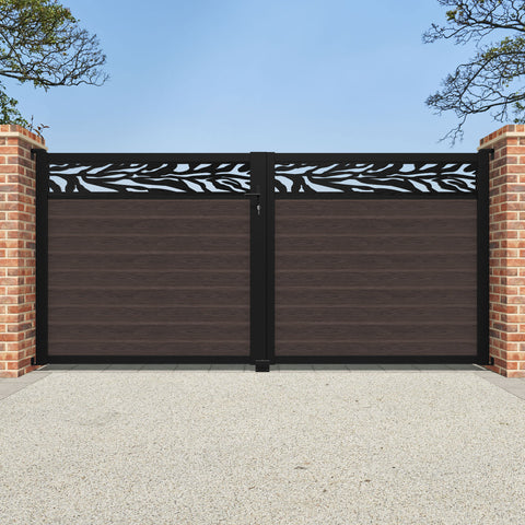 Classic Malawi Straight Top Driveway Gate - Mid Brown - Top Screen